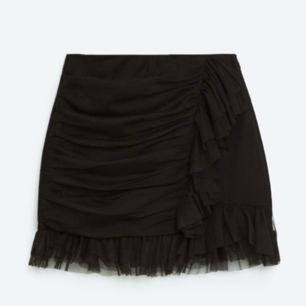 Zara Black Ruffle Tulle Mini Skirt Whymsgoth SZ XS EUC